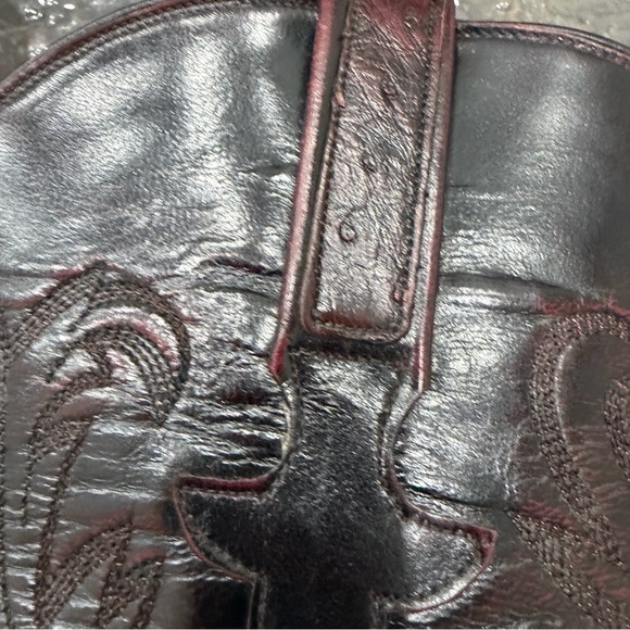 Lucchese Handmade Exotic Ostrich Leather Western Cowboy Boots Burgundy 6.5 - Picture 13 of 15